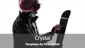  Presentation with sad woman silhouette - Slide deck having one caucasian woman skier skiing background and a  colored foreground