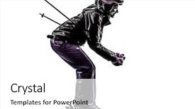  Presentation with skiing - Slide set featuring one caucasian woman skier skiing background and a  colored foreground