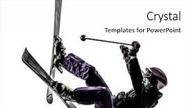  Presentation with sad woman silhouette - Slide set featuring one caucasian woman skier skiing background and a  colored foreground