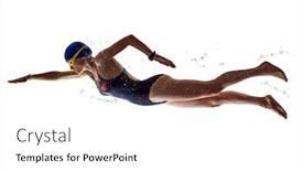  Presentation with woman sport - Beautiful slide deck featuring one-caucasian-woman-sport-swimmer backdrop and a white colored foreground