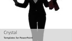  Presentation with butler - Presentation design consisting of one-caucasian-woman-waiter-butler background and a light gray colored foreground