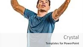  Presentation with badminton - PPT theme enhanced with one-caucasian-youg-badminton-player background and a white colored foreground