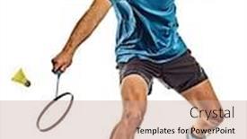  Presentation with badminton - Cool new PPT layouts with one-caucasian-youg-badminton-player backdrop and a coral colored foreground