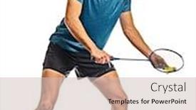  Presentation with badminton - Slides enhanced with one-caucasian-youg-badminton-player background and a soft green colored foreground