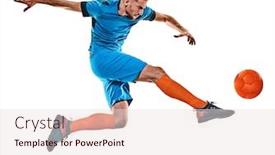  Presentation with soccer - Cool new slide set with one-caucasian-youg-soccer-player backdrop and a sky blue colored foreground