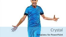  Presentation with soccer - PPT layouts consisting of one-caucasian-youg-soccer-player background and a light blue colored foreground