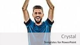  Presentation with soccer - Cool new slide deck with one-caucasian-youg-soccer-player backdrop and a white colored foreground