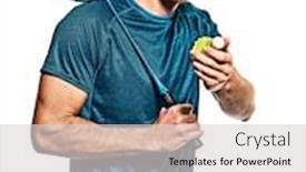  Presentation with badminton - PPT theme featuring one-caucasian-young-badminton-player background and a light gray colored foreground