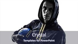  Presentation with soccer - Presentation theme with one caucasian young man soccer background and a navy blue colored foreground