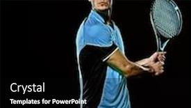  Presentation with black-man - Presentation design enhanced with one-caucasian-young-player-tennis background and a black colored foreground