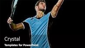  Presentation with tennis - PPT theme with one-caucasian-young-player-tennis background and a black colored foreground
