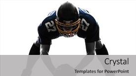  Presentation with american football - Cool new PPT theme with one center american football player backdrop and a light gray colored foreground