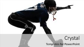  Presentation with american football - Beautiful PPT theme featuring one center american football player backdrop and a light gray colored foreground