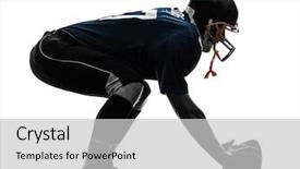  Presentation with american football - Slide deck enhanced with one center american football player background and a light gray colored foreground