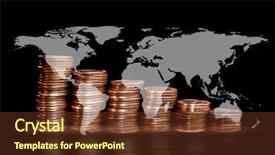  Presentation with american revolution close up - Cool new slides with one cents on world map backdrop and a tawny brown colored foreground