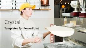  Presentation with pastry chef - Slide deck enhanced with one-chef-baker-in-white background and a soft green colored foreground