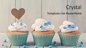  Presentation with cupcakes - PPT layouts enhanced with one color - cupcakes with heart cakepick background and a light gray colored foreground