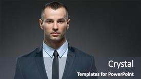  Presentation with professionalism - Slides having one color - front view of self-confident businessman background and a ocean colored foreground