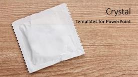  Presentation with condom - Colorful presentation design enhanced with one condom on wooden background backdrop and a coral colored foreground