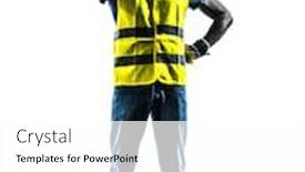  Presentation with worker safety - Presentation theme consisting of one construction worker stop gesture background and a white colored foreground