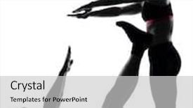  Presentation with posture - Beautiful theme featuring one couple man woman exercising workout aerobic fitness posture full length silouhette on studio isolated on white background backdrop and a light gray colored foreground