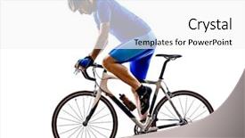  Presentation with cyclist - Presentation theme consisting of one cyclist road bicycle in silhouettes on white background background and a white colored foreground