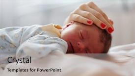  Presentation with newborn baby on his mothers and - Audience pleasing theme consisting of one day old newborn baby backdrop and a light gray colored foreground