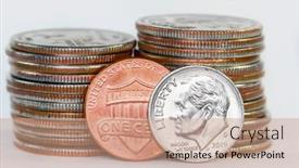  Presentation with quarter - Slide set consisting of one-dime-and-cent-against background and a coral colored foreground