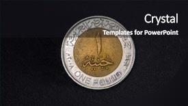  Presentation with egyptian - Colorful presentation design enhanced with one egyptian pound coin close backdrop and a black colored foreground