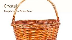  Presentation with woven - Presentation theme enhanced with one empty woven basket on white background background and a cream colored foreground