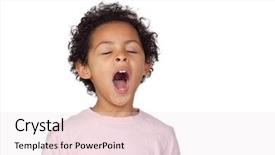  Presentation with child eye - PPT theme with one eye - happy latin child yawning isolated background and a lemonade colored foreground