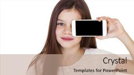  Presentation with happy sad mask face - Presentation theme with one eye - happy little girl covers her background and a coral colored foreground