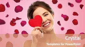  Presentation with pink rose petals - Theme having one eye by red heart background and a coral colored foreground