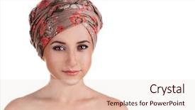  Presentation with turban - Audience pleasing slide set consisting of one eye religion - portrait of white-skinned girl backdrop and a lemonade colored foreground