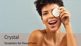  Presentation with pregnant woman cleaning - Colorful slide set enhanced with one eye with cotton pad backdrop and a red colored foreground