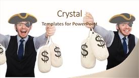  Presentation with one young man exercising handball - Cool new PPT layouts with one-eyed man with moneybags backdrop and a  colored foreground