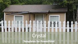  Presentation with house - Slide set with one-family house with fence background and a gray colored foreground