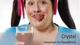  Presentation with fat - Colorful slides enhanced with one fat girl holding a chocolate glass dirty chocolate mouth backdrop and a coral colored foreground