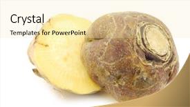  Presentation with fresh cut fruits vegetables - PPT layouts consisting of one fresh cut turnip brassica background and a blonde colored foreground