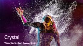  Presentation with electronic music - Presentation enhanced with one future - disc jockey brunette girl mixing background and a violet colored foreground