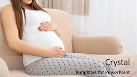  Presentation with hands holding - PPT layouts having one future - pregnant woman holding hands background and a soft green colored foreground