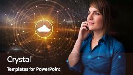  Presentation with talking on phone - PPT layouts featuring one global team - person talking on the phone background and a  colored foreground