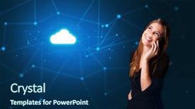  Presentation with blue and yellow phone - Amazing theme having one global team - person talking on the phone backdrop and a  colored foreground