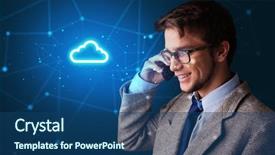  Presentation with cloud technology - Presentation design enhanced with one global team - person talking on the phone background and a  colored foreground