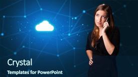  Presentation with cloud technology - Colorful presentation theme enhanced with one global team - person talking on the phone backdrop and a  colored foreground