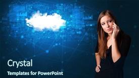  Presentation with cloud technology - Colorful presentation theme enhanced with one global team - person talking on the phone backdrop and a  colored foreground