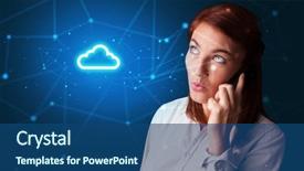  Presentation with blue and yellow phone - PPT layouts having one global team - person talking on the phone background and a  colored foreground