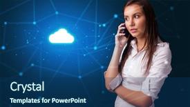  Presentation with blue and yellow phone - Amazing slide deck having one global team - person talking on the phone backdrop and a  colored foreground