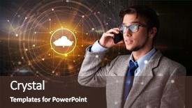 Presentation with cloud technology - Amazing presentation theme having one global team - person talking on the phone backdrop and a tawny brown colored foreground