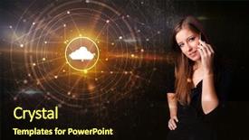  Presentation with cloud technology - Slide deck having one global team - person talking on the phone background and a wine colored foreground